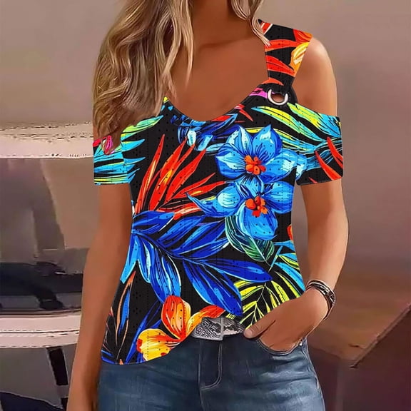 Horkkom Womens Tank Tops Summer Floral Print V Neck Sleeveless Tops Dressy Business Casual Tops S