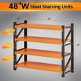 thumbnail image 3 of MIIIKO 4-Tier Metal Adjustable Storage Shelves, 48"W x 24"D x 70"H, 4000LBS Capacity Industrial Utility Shelving Unit,Steel Rack for Garage Warehouse Basement,Black&Orange, 3 of 9