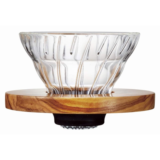 Cafetera de goteo HARIO V60 tamaño 01 de vidrio y madera de olivo