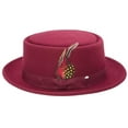 thumbnail image 2 of Montique Men's Burgundy Classic Pork Pie Felt Hat H12, 2 of 4