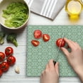 thumbnail image 3 of Celtic Cutting Board, Nostalgic Tribal Timeless Celtic Pattern with Square Shaped Motif Retro Boho, Decorative Tempered Glass Cutting and Serving Board, Large Size, Pale Green White, by Ambesonne, 3 of 5
