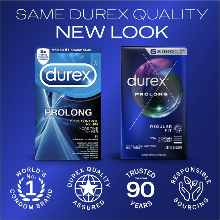 768px x 768px - Durex Condom Prolong Natural Latex Condoms, 12 Count - Ultra Fine, ribbed  and dotted with delay lubricant, Regular Fit - Walmart.com