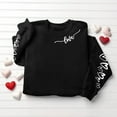 thumbnail image 4 of Avrnliq Womens Black Love Heart Print Crew Neck Sweatshirt, Soft Loose Casual Pullover for Daily Wear XS-XL,Size M, 4 of 5