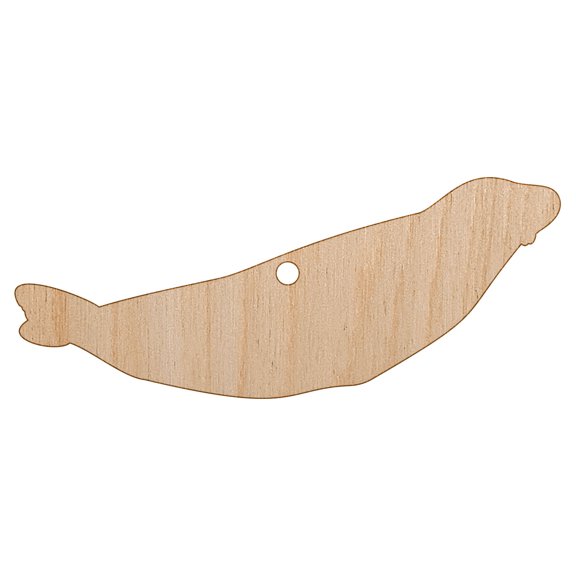 Seal on Tummy Solid Wood Holiday Christmas Tree Ornament Unfinished DIY Pre-Drilled Craft