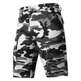 thumbnail image 4 of Havenx Men's Camo Cargo Shorts Knee Length Elastic Waist Shorts with Multi Pockets Stretch Button Pant Outdoor Hiking Camping Relaxed Fit Casual Clothes,White 4XL, 4 of 4