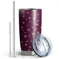 thumbnail image 2 of 20oz Tumblers Purple Christmas Star Pattern Stainless Steel Vacuum Insulated Double Wall Travel Tumbler Cups Mug with Lid and Straw,Cleaning Brush for Cold & Hot Drinks, 2 of 7