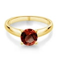 thumbnail image 2 of Gem Stone King 1.50 Ct 7mm Round Red Garnet 10K Yellow Gold Ring (Size 5), 2 of 4