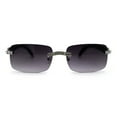 thumbnail image 1 of OG Rhinestone Stud Rimless Rectangle 90s Hip Hop Rapper Sunglasses Silver Smoke, 1 of 4