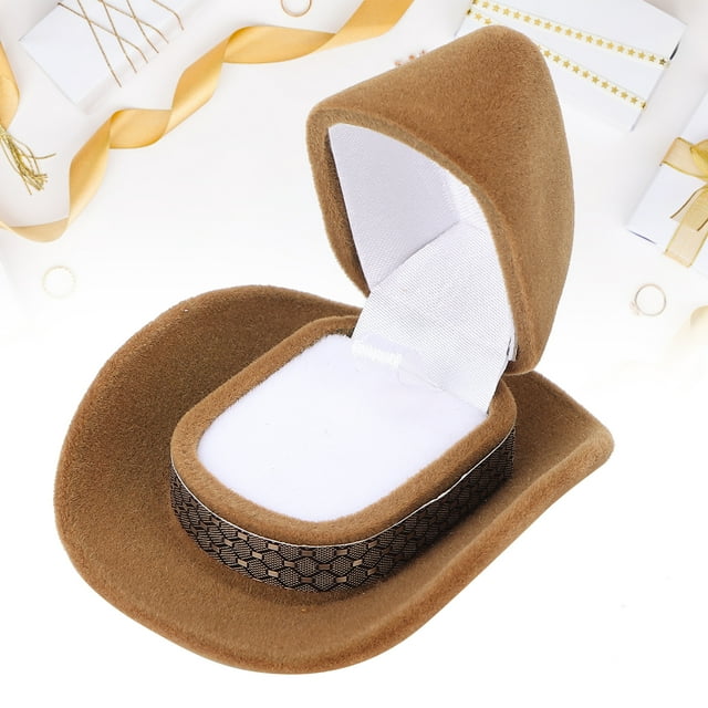 Caja De Joyería Para Sombrero, Almacenamiento De Pendientes De Anillo Caja De Regalo De Anillo Con Forma De Sombrero Portátil Para El Día De San Valentín Para El Día De La