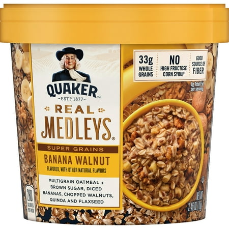 Quaker Real Medleys, Multigrain Oatmeal, Banana & Walnut, 2.46 oz