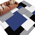 thumbnail image 2 of Navy Blue Grey Black Geometric Area Rug 5x7 FT,Non Slip Bedroom Throw Carpet,Middle Century Art Abstract Aesthetics Washable Soft Floor Carpet Non-Shedding Rug for Dining Room Bedside Classroom Desk, 2 of 9