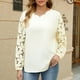 thumbnail image 2 of Camiseta para mujer,Camisa de manga larga con encaje y escote en V para mujer, top informal con estampado floral, mezcla de poliéster y elastano, largo regular para uso diario, sopatenor, 2 of 9