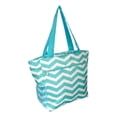 thumbnail image 2 of Large Multi - Pocket Fashion Zipper Top Organizing Beach Bag Tote - Custom Embroidery Available Navy Chevron, 2 of 4