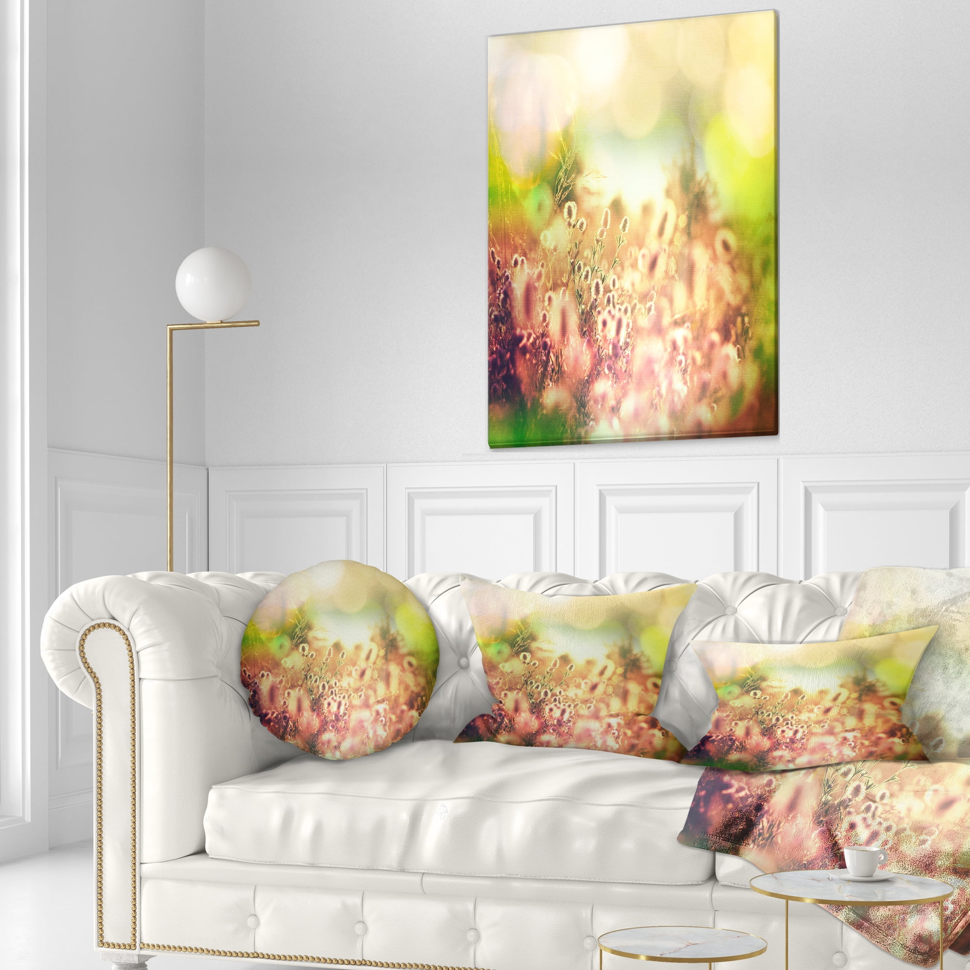 Designart Cute Summer Flowers on Meadow - Floral Throw Pillow - 12x20