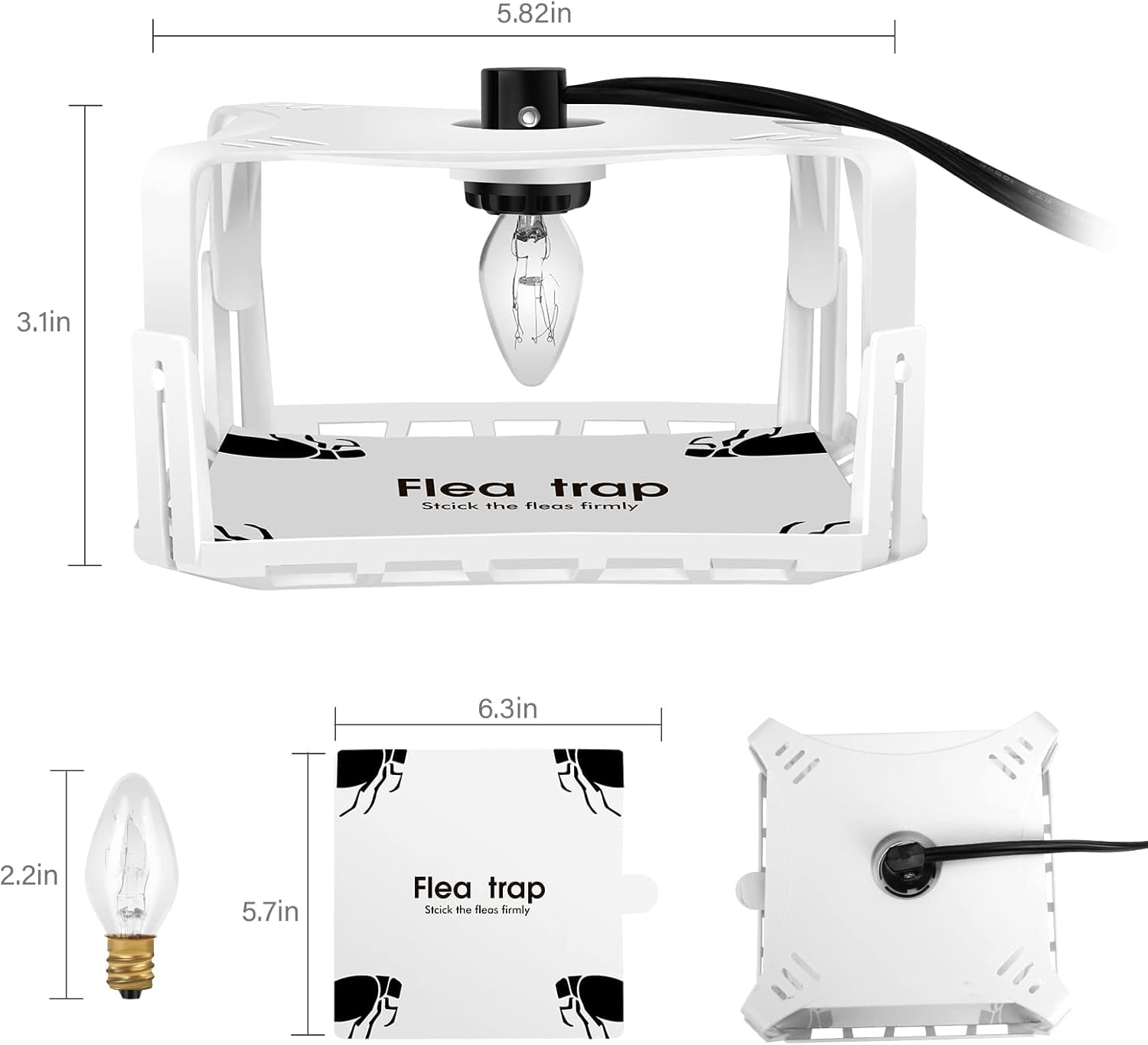 Flea Traps for Inside Your Home 2 Packs, Flea Trap Indoor Pest Control Trapper Insect Killer with Light, Sticky Bed Bug Natural