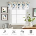 thumbnail image 4 of Rod Pocket Window Valances Watercolor Blue Flower Green Leaves Short Kitchen Curtains Wildflower Plant on White Window Treatment Drapes for Bedroom Bathroom Living Room 60x18In,1 Panel, 4 of 9