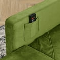 thumbnail image 5 of Futon Sofa Bed, 2-in-1 Convertible Sleeper Sofa Couch with Pull-Out Bed, Mid-Century Modern Velvet Upholstered Lounge Chair with 1 Pillow and Side Pocket for Living Room Bedroom Office, Green, 5 of 7