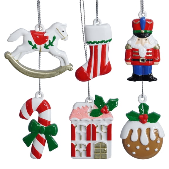 6-Count Multicolor Christmas Icons Mini Ornaments, by Holiday Time