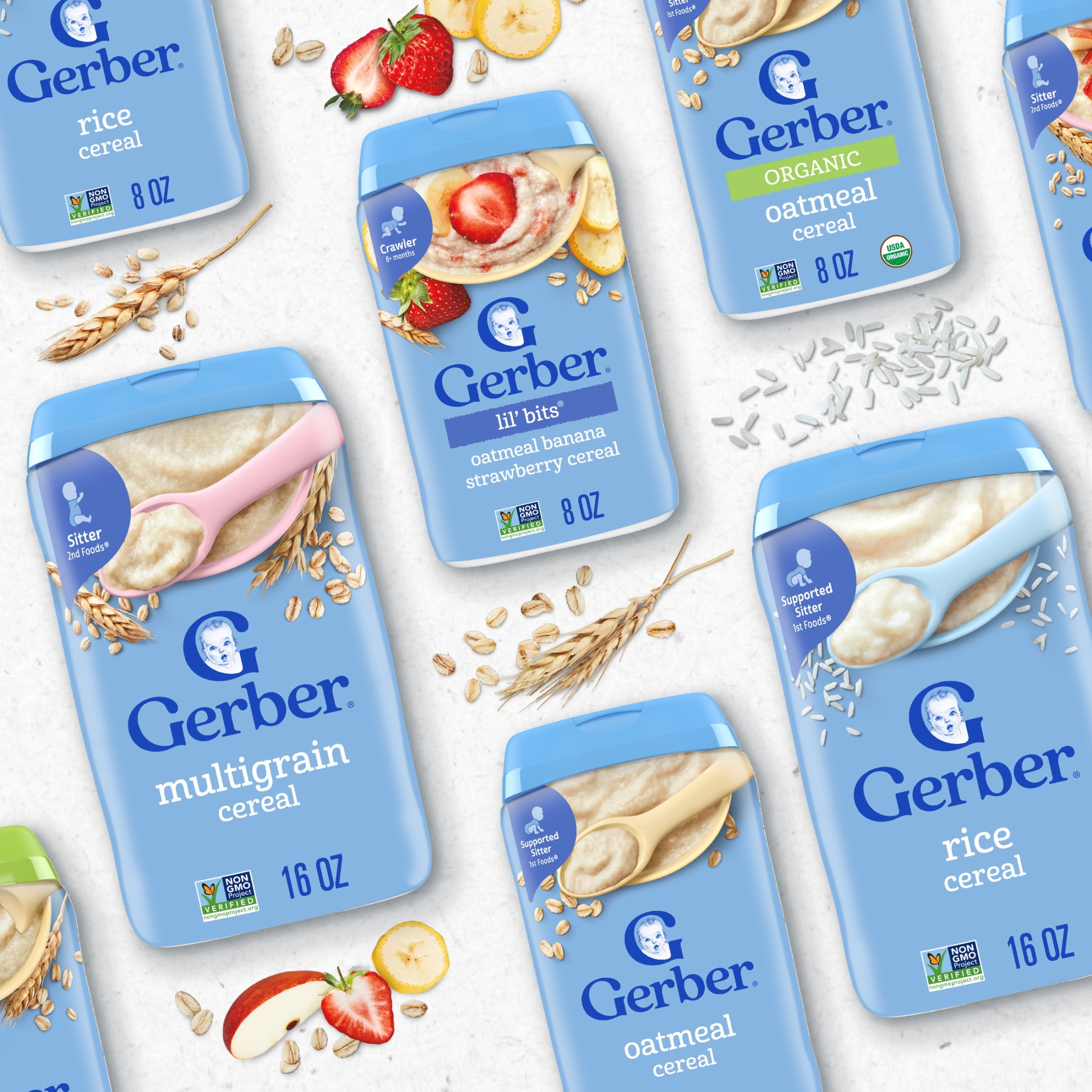 Gerber Stage 1 Baby Food, Baby Oatmeal Cereal, 8g Whole Grains, Infant Cereal 1 lb.