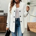 thumbnail image 2 of WTOBBY Women's Fashionable Casual Long-Sleeved Solid Color Three-Button Double-Breasted Blazer, Smart Casual Jacket for Office Wear and Daily Outfits,White S, 2 of 5