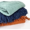 thumbnail image 4 of Fennco Styles Irregular Rhombus Diamond Knit Fringe Throw Blanket 50" W x 60" L – Eucalyptus Geometric Woven Blanket for Couch, Bedroom and Living Room Décor, 4 of 4