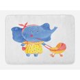 thumbnail image 1 of Watercolor Animal Bath Mat, Mother and Stroller Family Design, Plush Bathroom Decor Mat with Non Slip Backing, 29.5" X 17.5", Azure Blue Yellow Red, by Ambesonne, 1 of 2