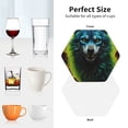 thumbnail image 6 of Yiaed Fluorescent Wolf Print Leather Coasters for Drinks - Cup Coasters Coffee Table Kitchen Table Bar, Home & Office Gifts Handmade Drink Coasters-Hexagon, 6 of 6