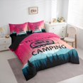thumbnail image 3 of jejeloiu Camper Adventure 7-Piece Twin Bedding Sets,Happy Camping Bedding Comforter Set,Pink Teal Black Sheet Sets For Girls,Breathable Home Decor Reversible, 3 of 8