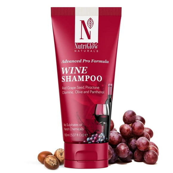 Nutriglow Natural's Advanced Pro Formula Wine Shampoo for Hair Fall Control, Sulphate Free Women and Men All Hair Types, 150Ml