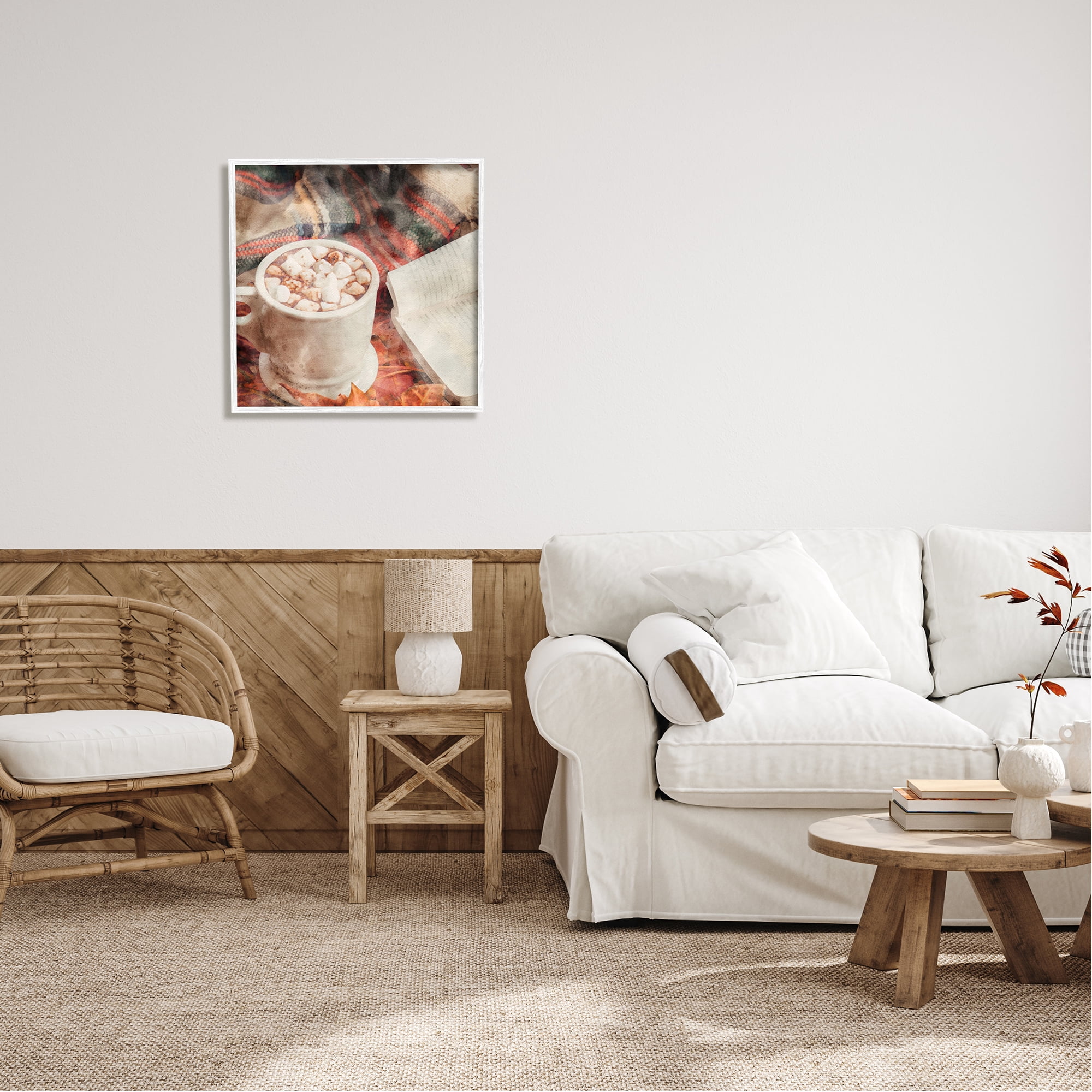 Stupell Industries Autumn Cocoa & Book Holiday Painting White Framed Art Print Wall Art, 24 x 24