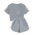 thumbnail image 5 of HCPDER Kids Summer Clothes Girls Short Sets Toddler Girl Clothes 2025 Summer Toddler Girls Short Sleeve Shorts Sweatsuit Outfits Grey 11-12 Years, 5 of 5