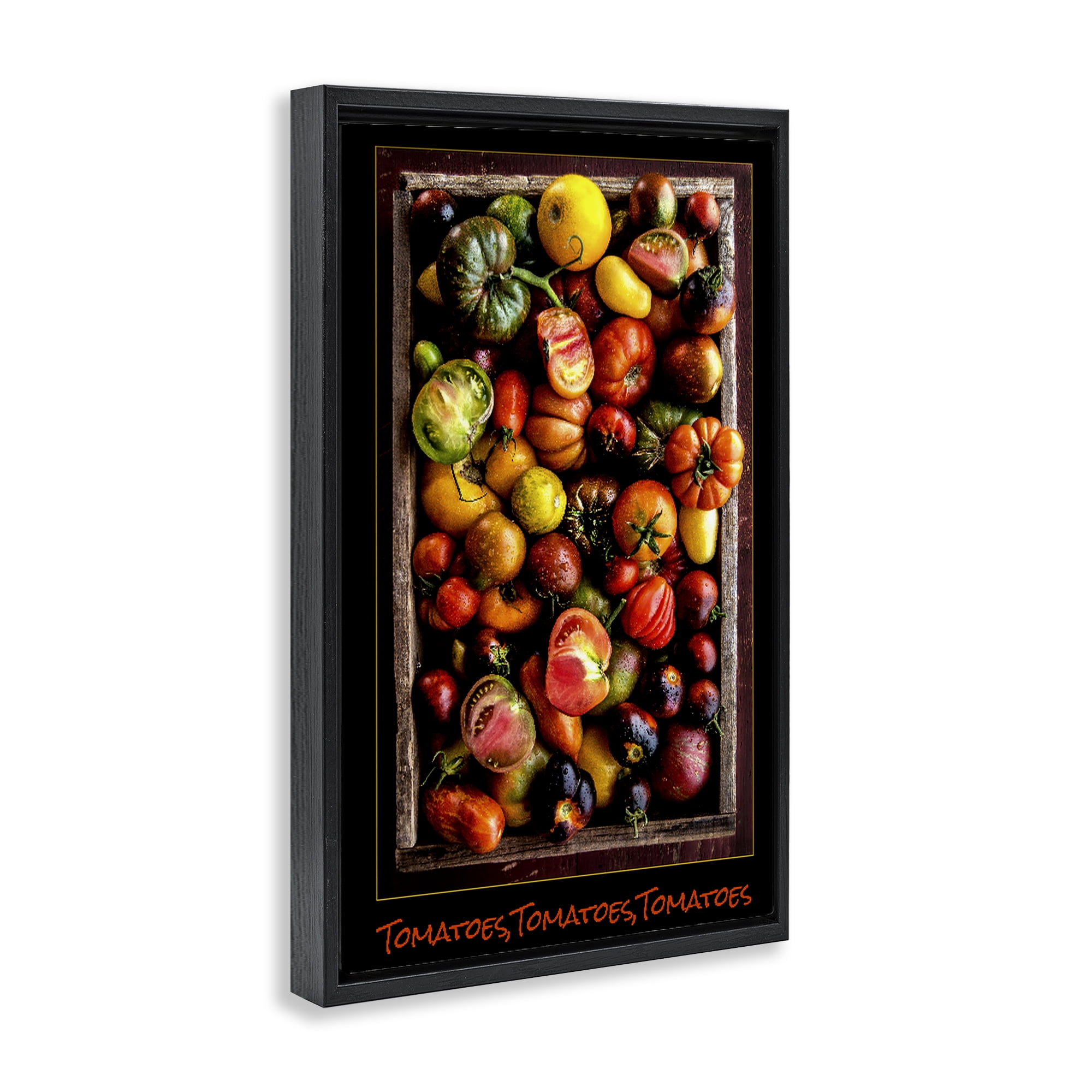 Stupell Industries Ripe & Bountiful Tomato Harvest Black Framed Floater Canvas Wall Art, design by Carl Kravats