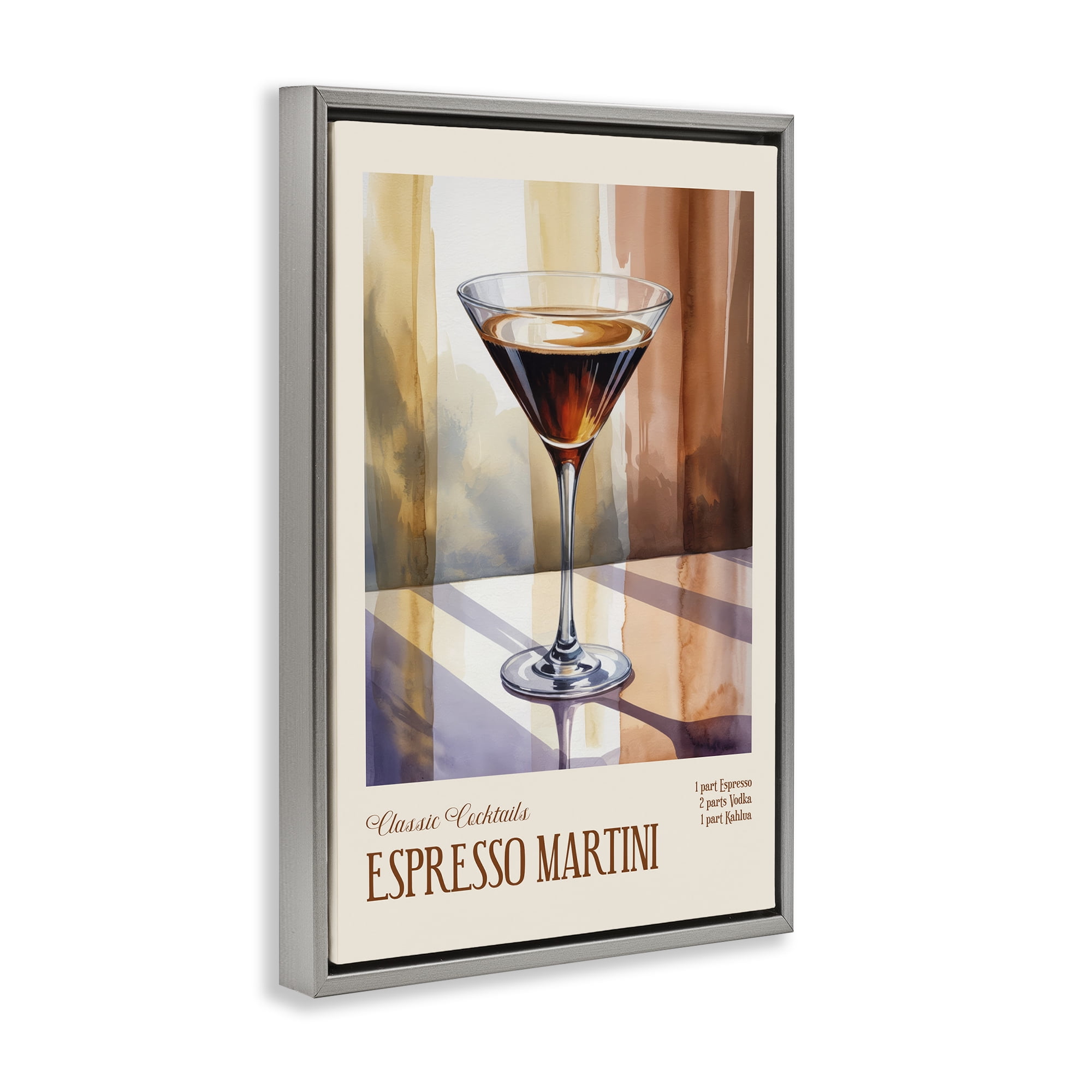 Stupell Industries Espresso Martini Sun Reflection Gray Framed Floater Canvas Wall Art, design by Andreas Magnusson