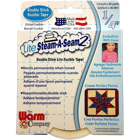 Warm Company Lite Steam-A-Seam 2 Double Stick Fusible Web Tape -1/4` X 40 Yards Multi-Colored