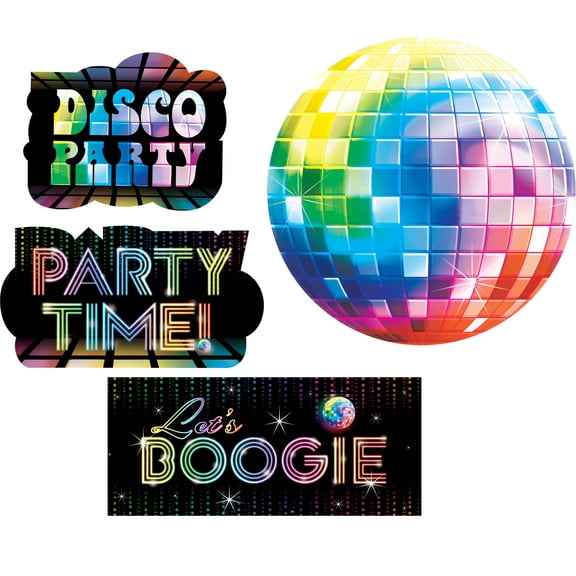 Disco 'Party Time' Cutout Decorations (30pc)