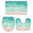 thumbnail image 2 of Summer Green Beach Bathroom Rugs Set Coastal Nautical Watercolor Gradient Ocean Wave Non Slip Absorbent Soft Bath Mats 3 Piece Set with Bathroom Rug, U-Shaped Floor Mat, Toilet Seat Cover Small Size, 2 of 9
