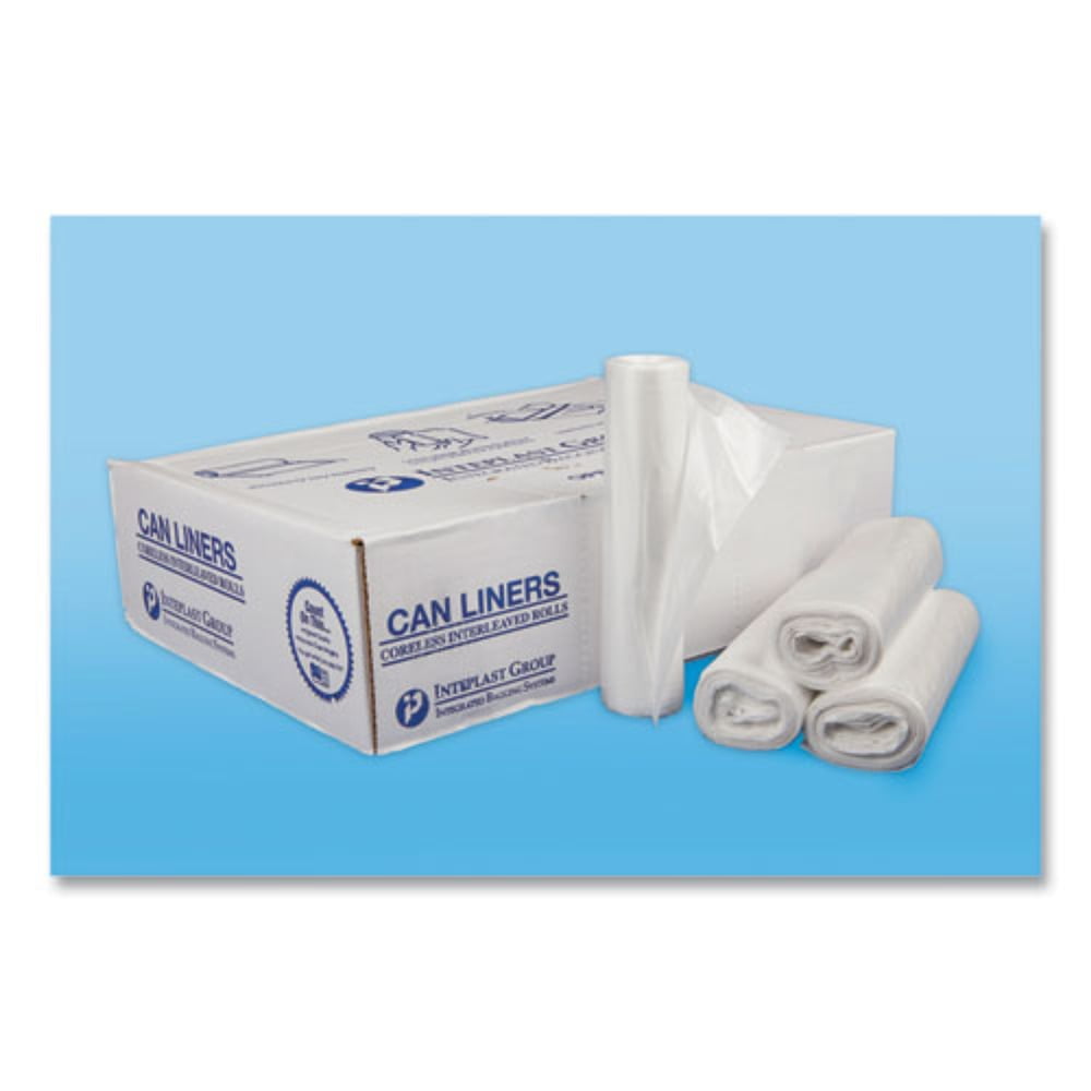 Inteplast Group S303713N 30 gal. 13 microns 30 in. x 37 in. High-Density Interleaved Commercial Can Liners - Clear (25 Bags/Roll, 20 Rolls/Carton)