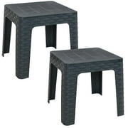 Sunnydaze Outdoor Contemporary Plastic Square End Table, Gray (Set of 2)