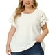 thumbnail image 2 of Women's Plus Size Tops Lace Panel Elegant Work Short Sleeve Top White 1X, 2 of 7