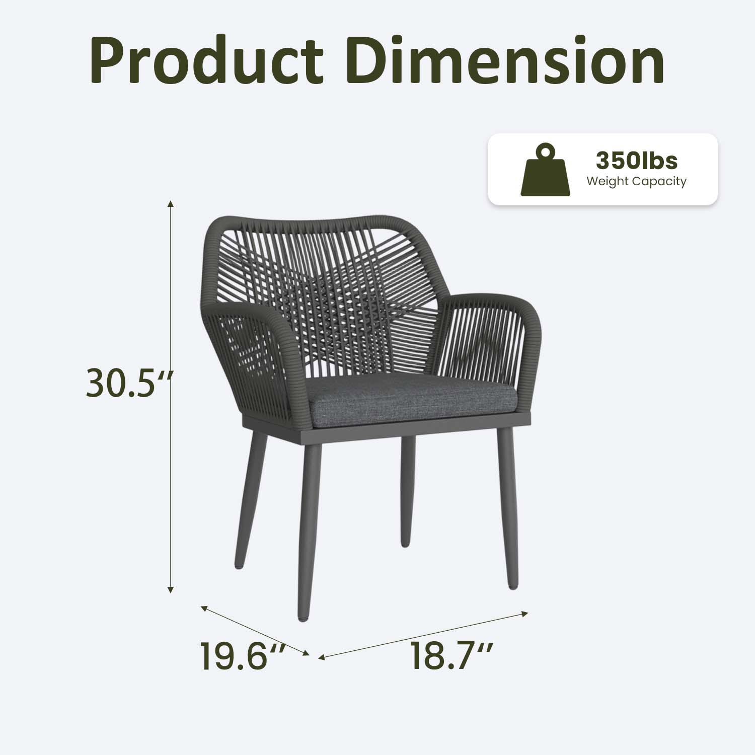 LayinSun Outdoor Dining Chairs Set of 2, 2 Pieces All-Weather Wicker Patio Chair for Patio, Deck, Proch with Soft Cushions and Armrests