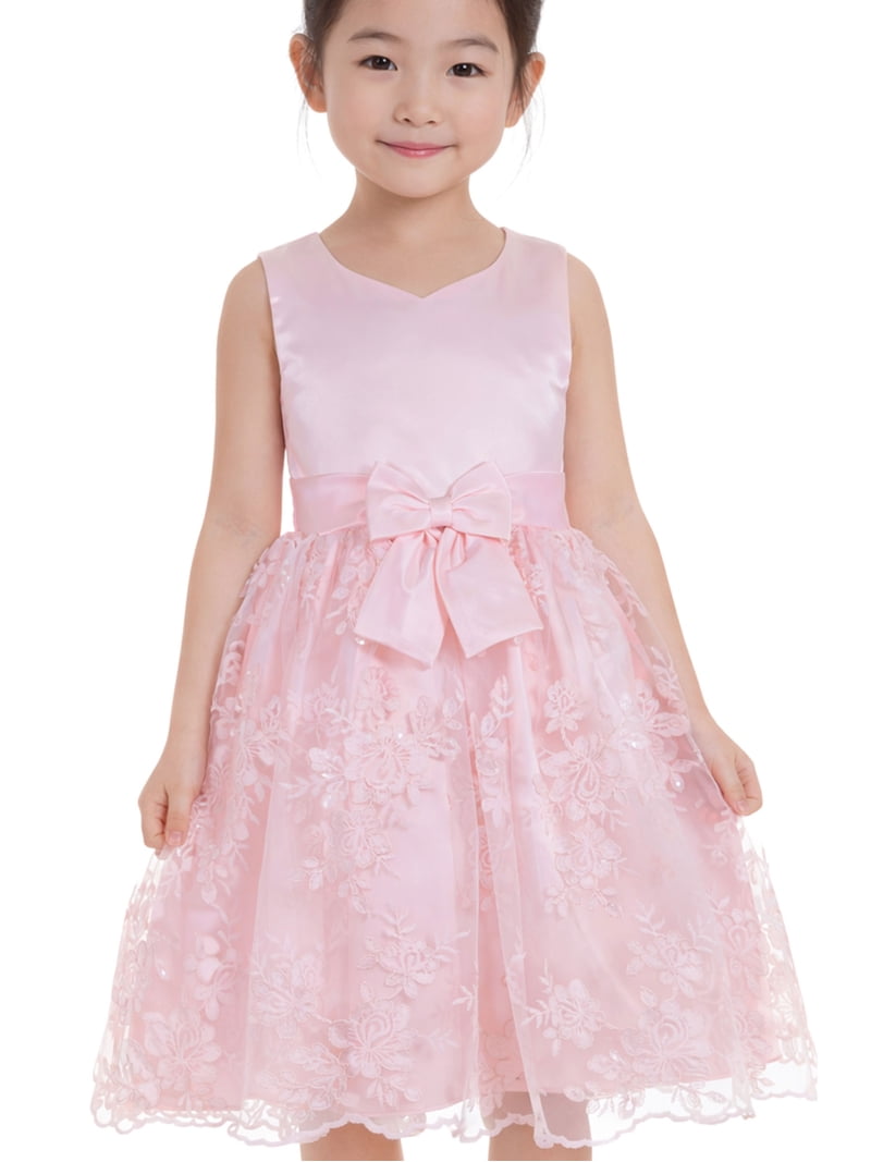bonnie jean pink dress NWT Bonnie Jean Girls 6 Pink Floral Jacquard Bow Organza Special Occasion  Dress