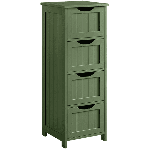 Renwick Slim Bathroom Floor Cabinet with 4 Drawers, Green