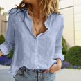 thumbnail image 2 of Blouse Femme Chemise Manches Longues Coton Lin Mode Simple Respirant Usage Quotidien, 2 of 9