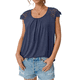 thumbnail image 1 of Blusas de Encaje para Mujer, Camisas Plisadas de Corta, Azul Oscuro, XXL, 1 of 5