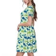 thumbnail image 2 of Vsdgher Mignon Dinosaure Bleu Vert pour Femmes Été 2025 Robes Midi Décontractées Légères Manches Courtes Col Rond Robe de Plage, 2 of 6