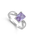 thumbnail image 4 of CHOOSE YOUR COLOR Simulated Lavender Elegant Modern Ring 925 Sterling Silver Band Purple CZ Female Size 6, 4 of 4