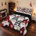 thumbnail image 3 of Manfei Gnome Full Size Comforter Sets Nisse Bedding Comforter Set, Pink Red 3-Pieces 1 Comforter and 2 Pillowcases, Black Reversible, 3 of 6