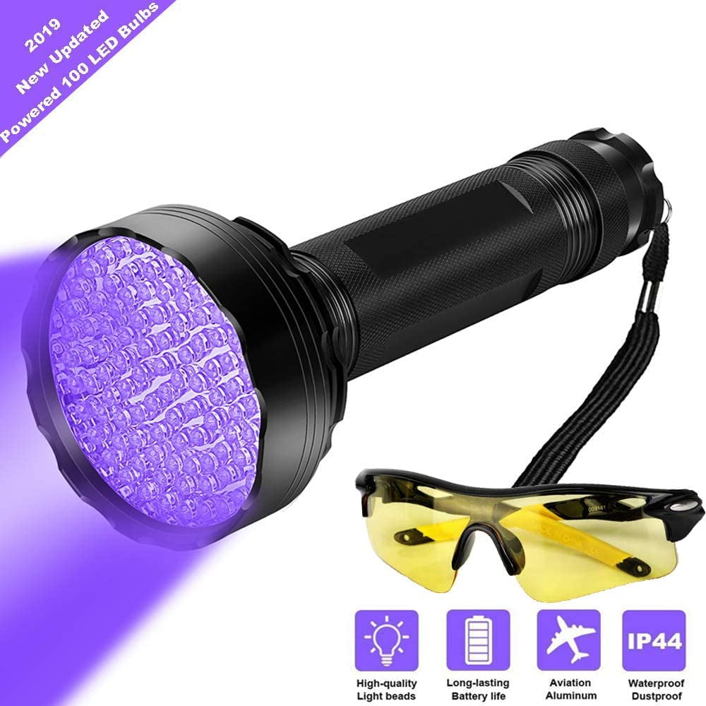 UV Flashlight Black Light Foooxmart 100 LED Ultraviolet Blacklight Flashlights Detector for Dog/Cat Urine & Stain Detection,Hunting Scorpions,Search for Bed Bugs and Fluorescer 