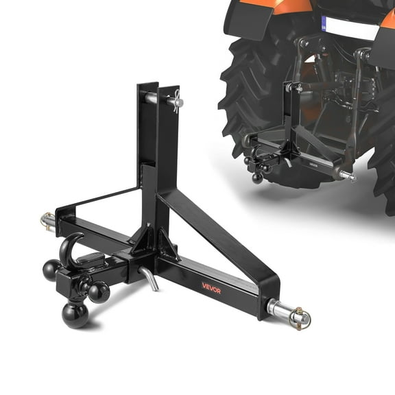 VEVOR 3 Point Trailer Hitch with 2 in Receiver, 3pt Quick Hitch Attachment, Heavy Duty Tractor Tow Drawbar Adapter, Compatible with Kubota, Mahindra, Ford, Yanmar, John Deere, Massey Ferguson