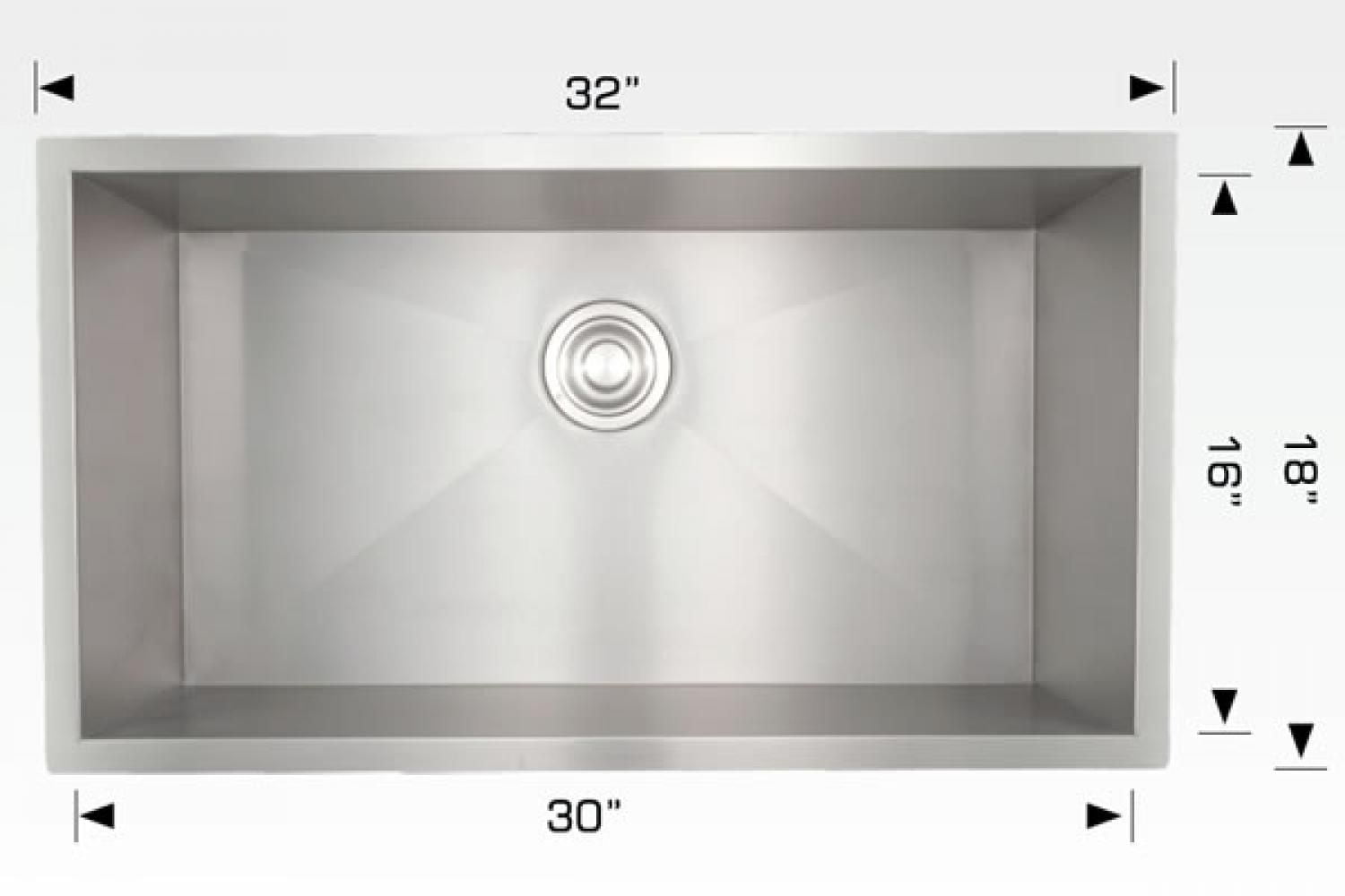 American Imaginations 32 pouces. W Évier de cuisine en acier inoxydable approuvé CSA avec 1 bol et calibre 18AI-34453